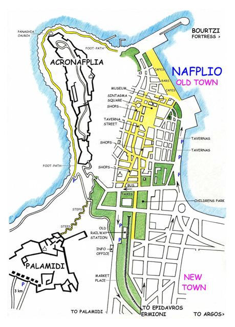 Nafplio - Plan of the 'old town'  